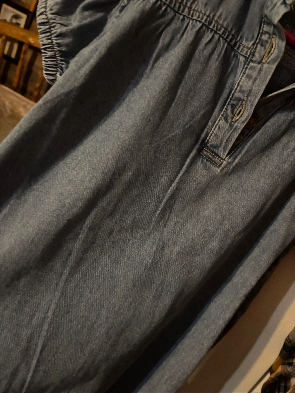 okie dokie Denim Short-Sleeve Polo Tunic - Blue